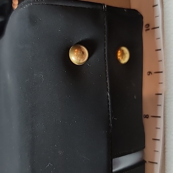 Handbag vintage black fabric red vinyl inside clasp closure hinge opening - Picture 5 of 13